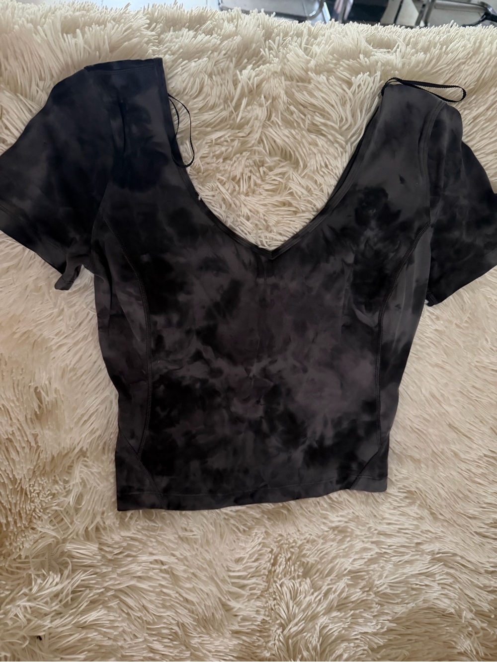lululemon athletica Black Tie-Dye V-Neck Crop Top